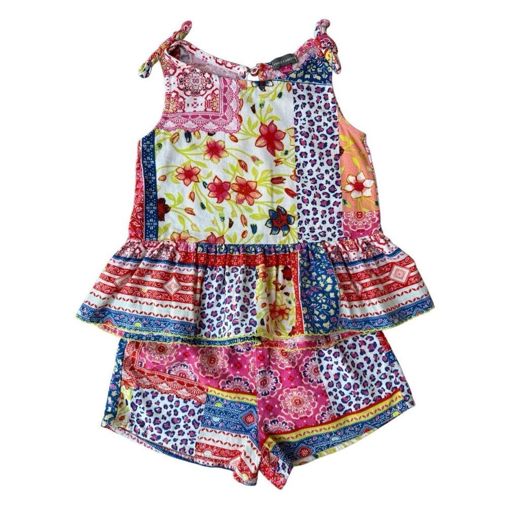 Vince Camuto Linen Blend Multicolored Patch Work Matching Set Size 4 Girls